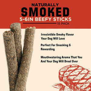 Barkworthies Naturally Smoked Beefy Sticks 15pk
