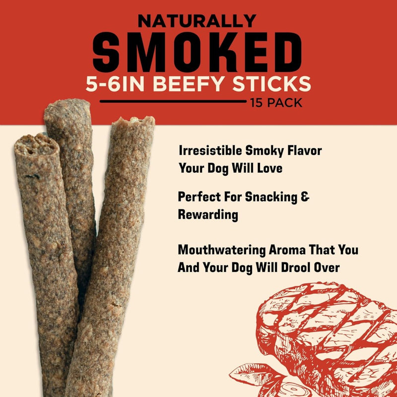 Barkworthies Naturally Smoked Beefy Sticks 15pk