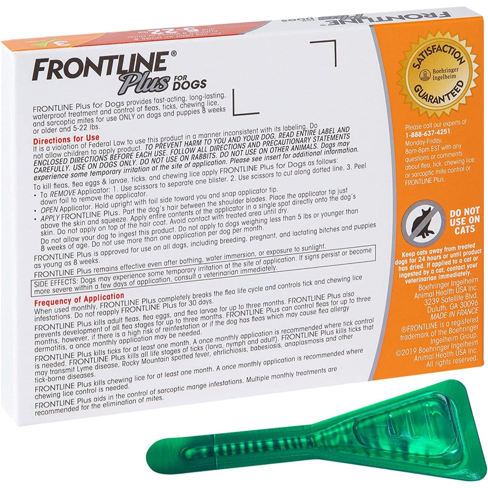 FRONTLINE® Plus for Dogs Flea and Tick Treatment (Small Dog, 5-22 lbs.) - 1 Dose