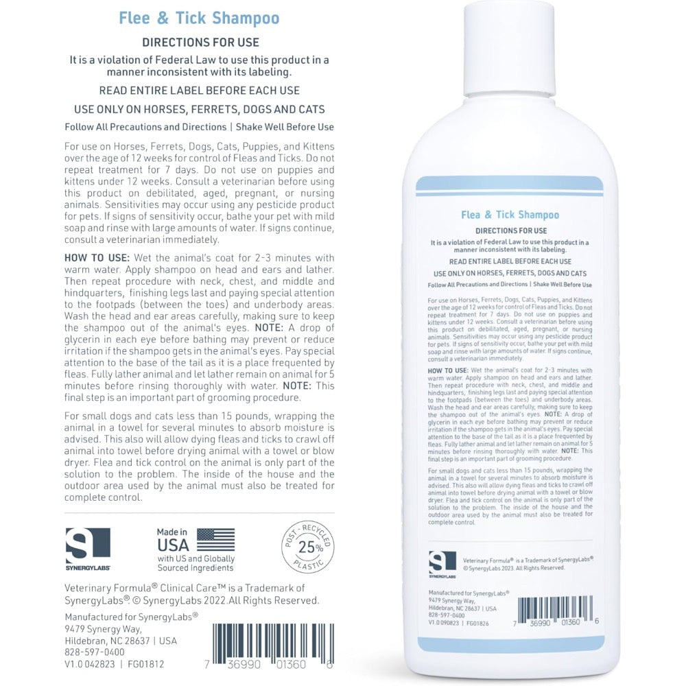 VETERINARY FORMULA CLINICAL CARE FLEA & TICK SHAMPOO 16oz
