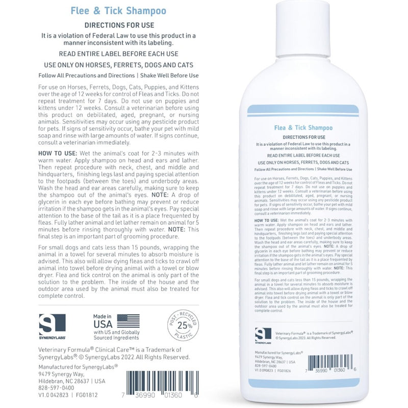 VETERINARY FORMULA CLINICAL CARE FLEA & TICK SHAMPOO 16oz