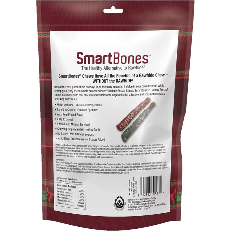 SmartBones Holiday Pretzel Sticks Rawhide-Free Chews for Dogs - 6 count