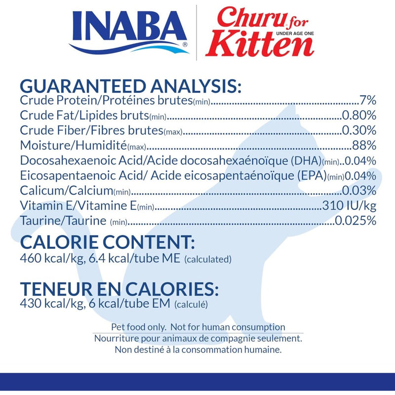 INABA CHURU KITTEN Puree Chicken Recipe - 4 0.5oz Tubes