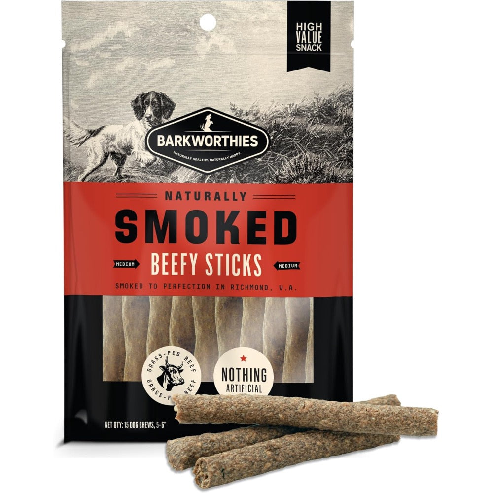 Barkworthies Naturally Smoked Beefy Sticks 15pk