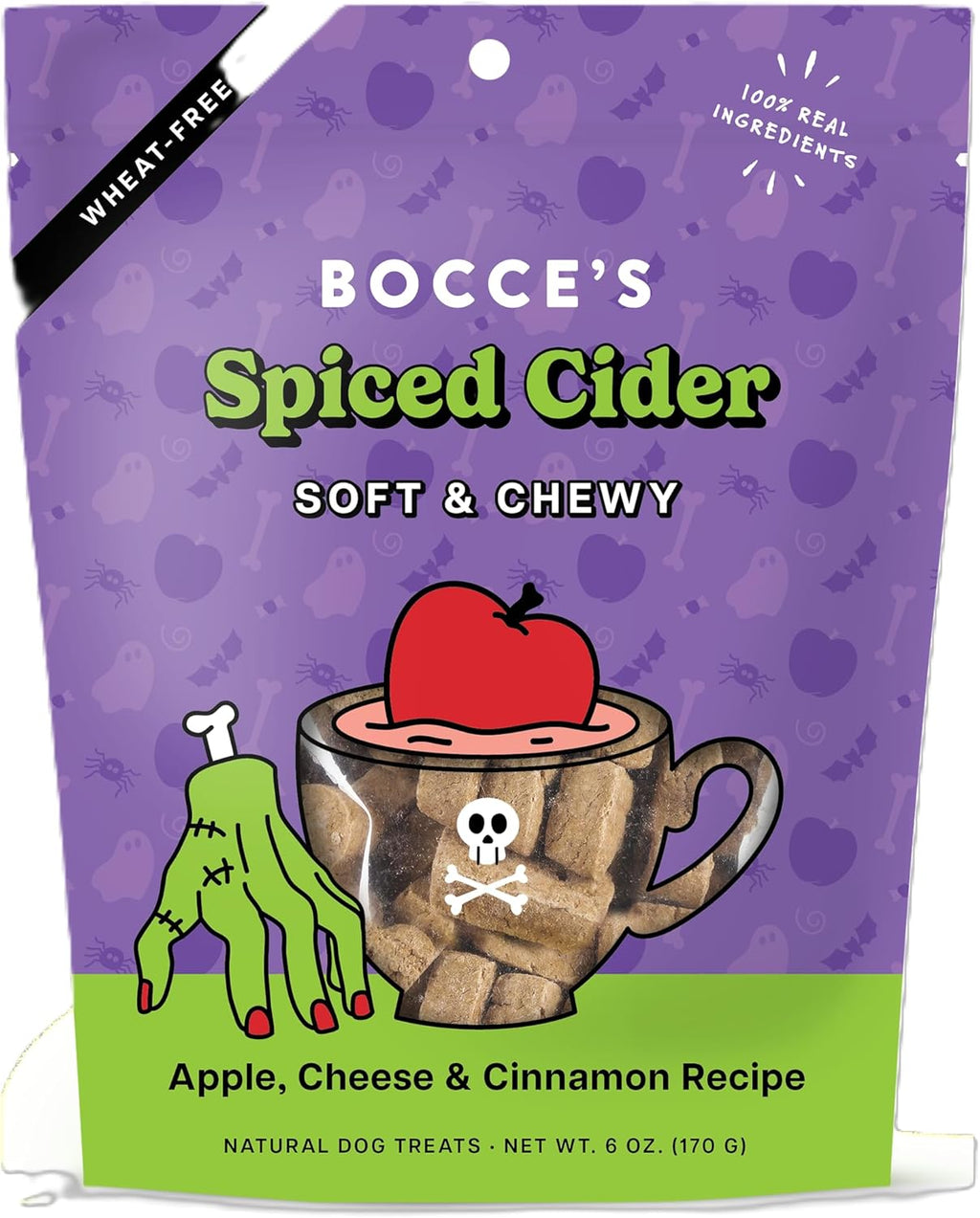 Bocce's Bakery Spiced Cider, Apple, Cheese & Cinnamon Soft & Chewy Dog Treats, 6-oz