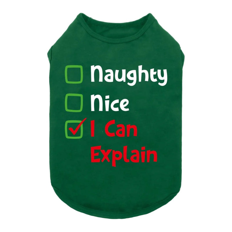 Fitwarm Naughty, Nice, I Can Explain Tshirt - Green