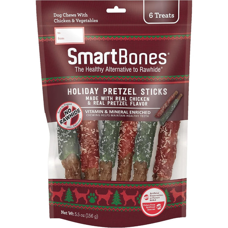 SmartBones Holiday Pretzel Sticks Rawhide-Free Chews for Dogs - 6 count