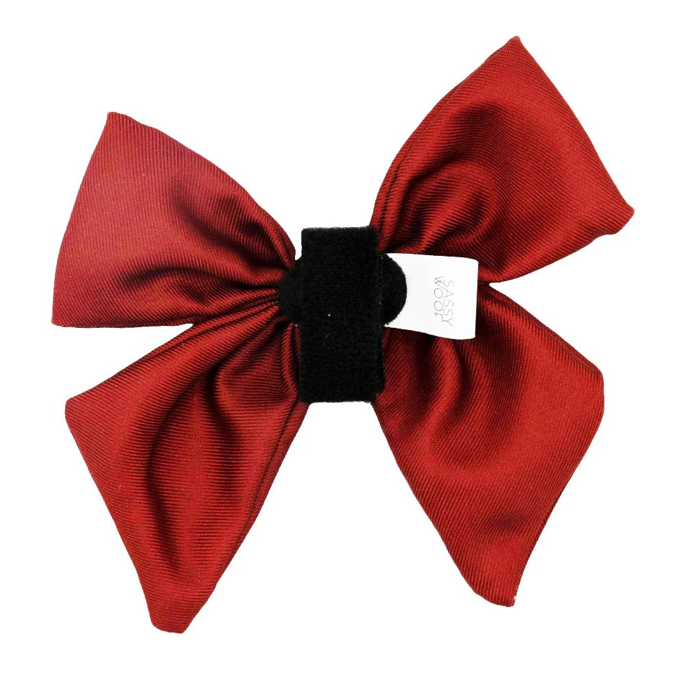 Sassy Woof Dog Sailor Bow- Burgundy