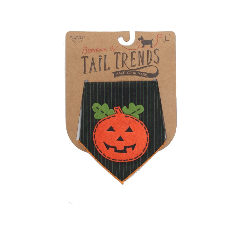 Tail Trends Pumpkin Stripes Halloween Dog Bandana