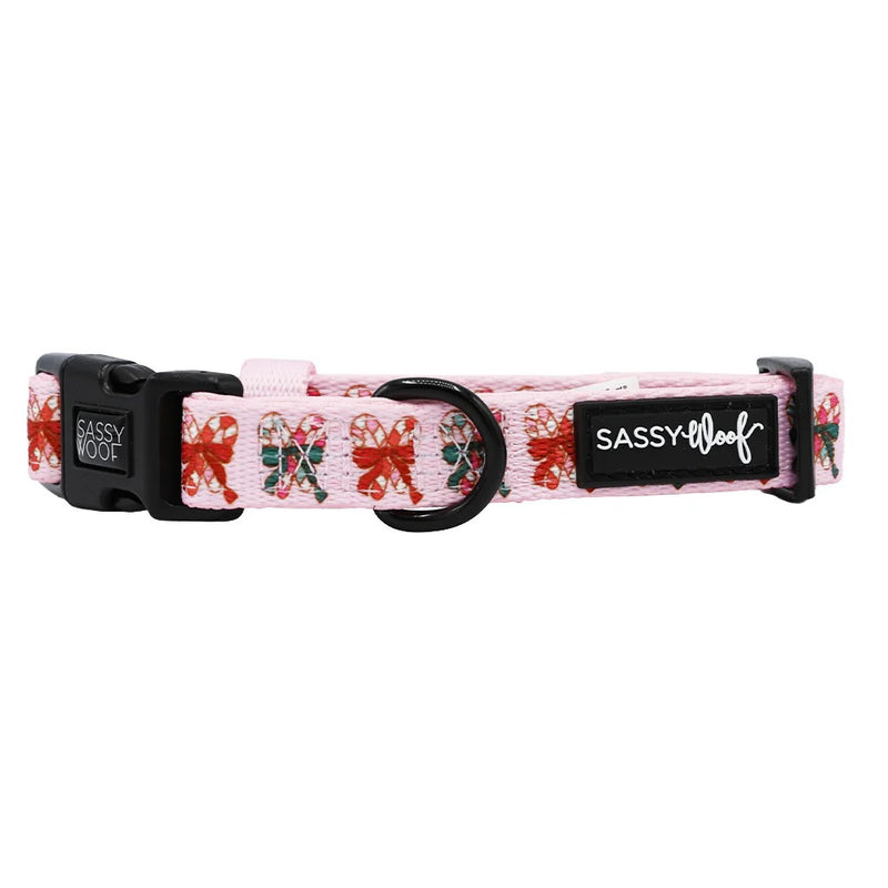 Sassy Woof Dog Collar - Candy Cane Coquette