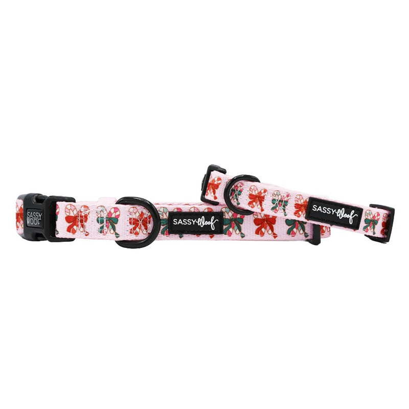 Sassy Woof Dog Collar - Candy Cane Coquette