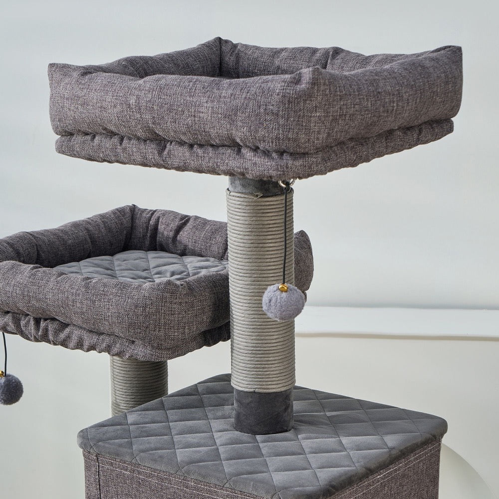 Catry Stella 6 Level Quilted Velvet Large Cat Tree With Condo