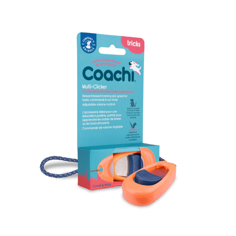 Coachi Dog Training Multi-Clicker Coral Navy Button