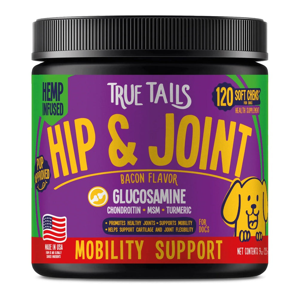 True Tails Hip & Joint With Hemp For Dogs - 9oz Jar (120 count)