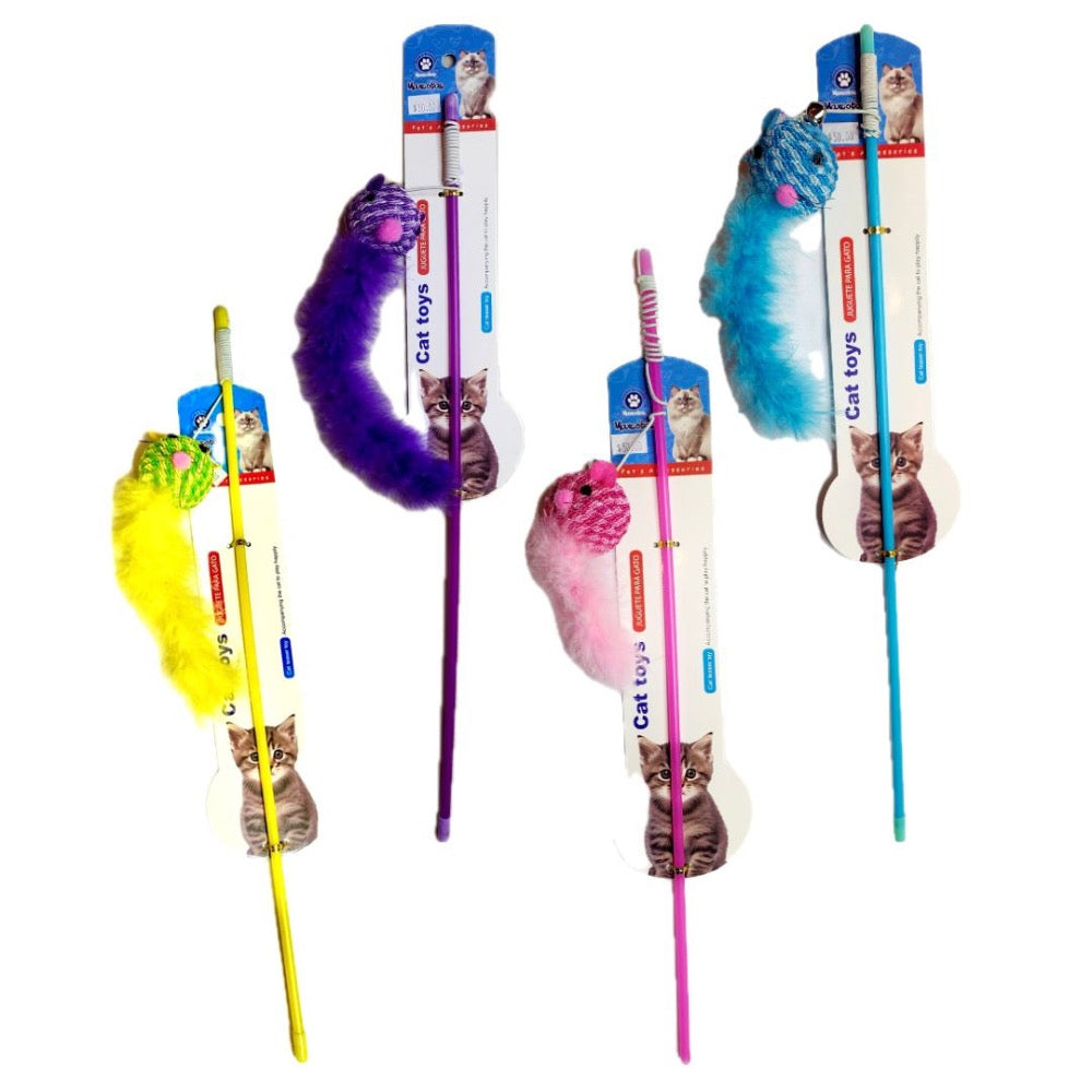 Maxcotas Feathered Mice Cat Teaser Toy