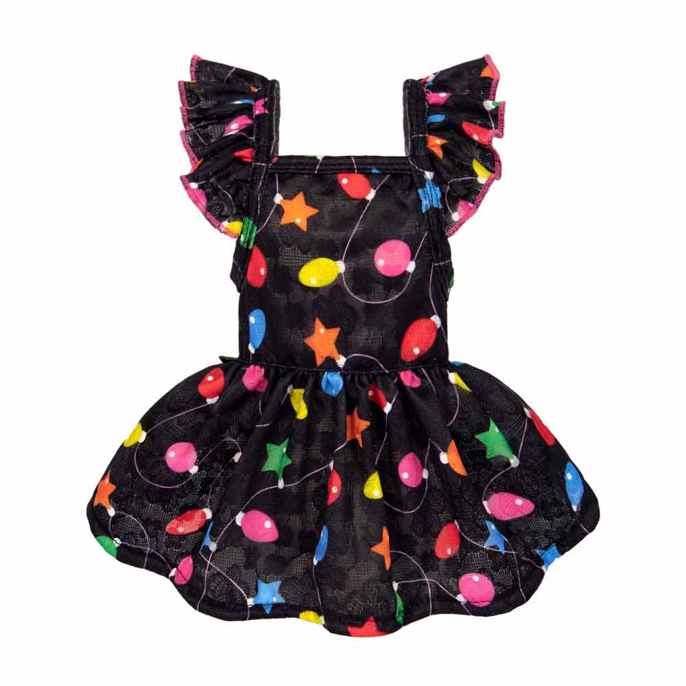 Fitwarm Christmas Light Ruffle Dog Dress