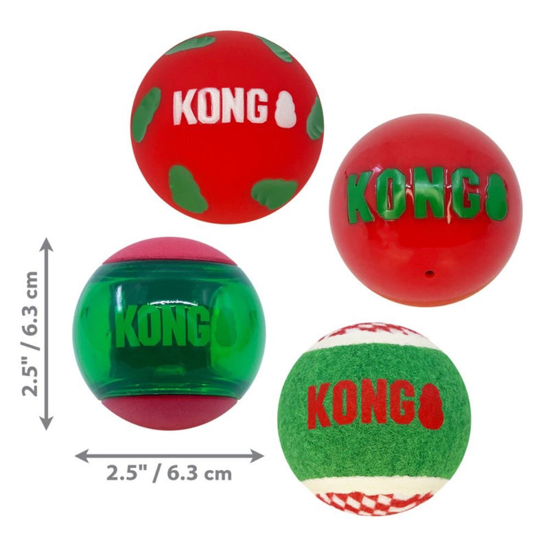 KONG Holiday Occasions Balls 4-pk