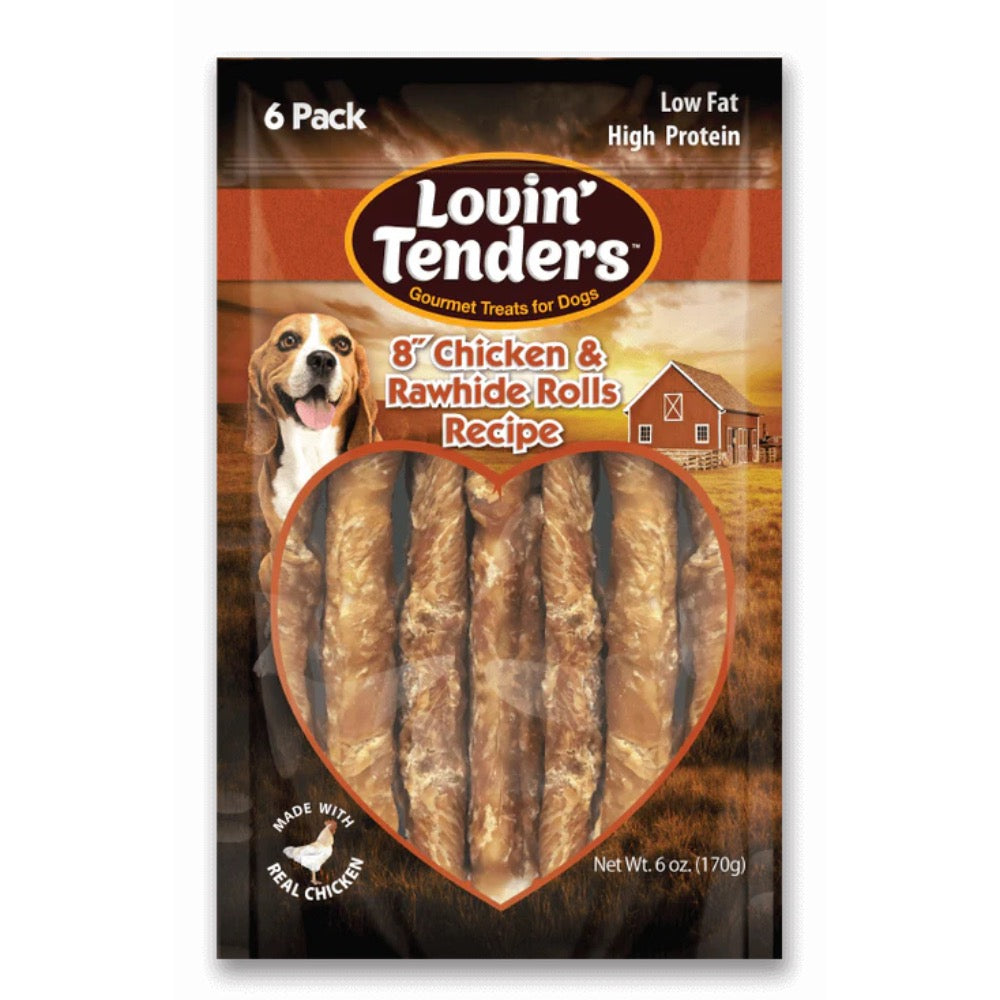 Lovin' Tenders 8" Chicken & Rawhide Rolls, 6-Pk