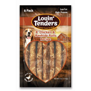 Lovin' Tenders 8" Chicken & Rawhide Rolls, 6-Pk