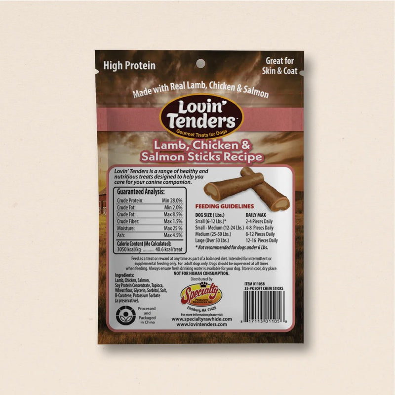 Lovin' Tenders Lamb, Chicken & Salmon Soft Chew Sticks, 10oz 35-Pack