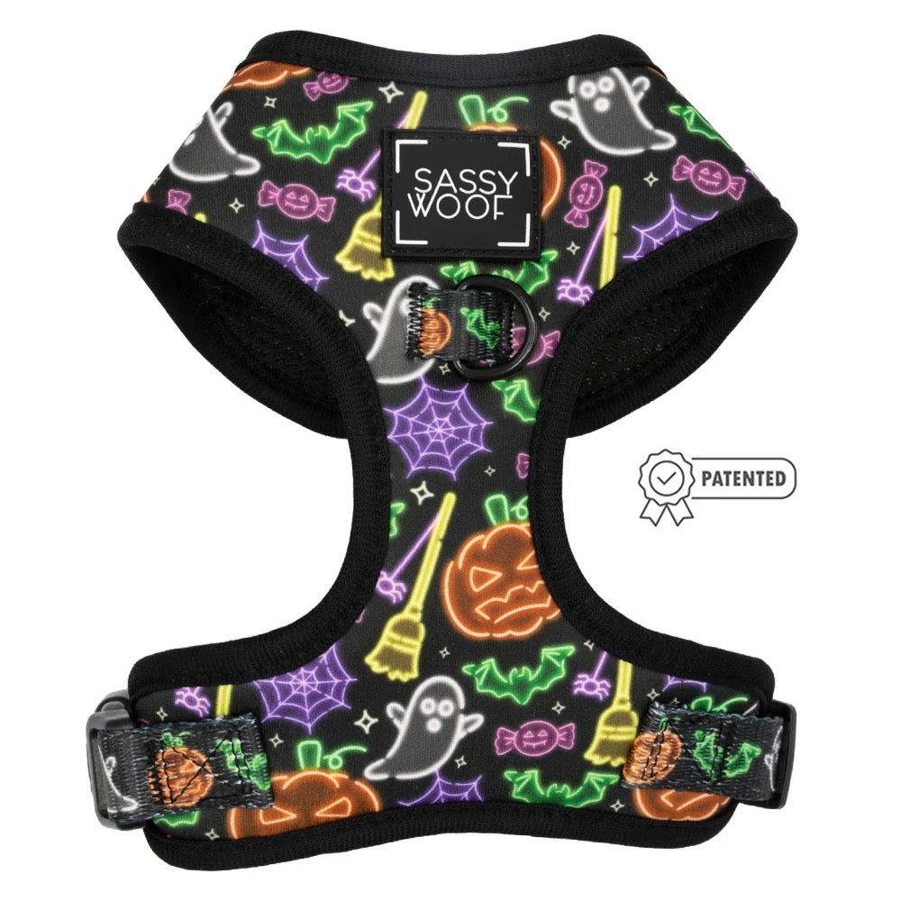 Sassy Woof Adjustable Harness- NEON FRIGHTS