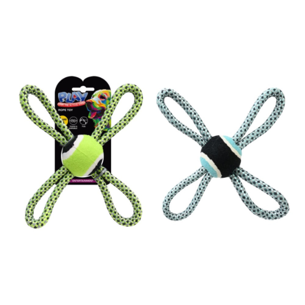 PLAY Quad Looped Rope Tug with Ball