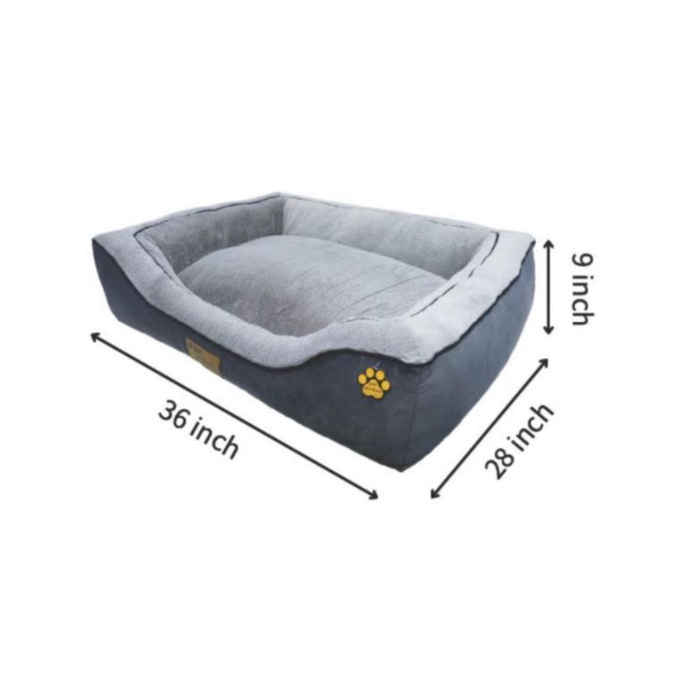 Pet Perfect Plush Pet Dog Bed Faux Fur Grey -  Large