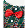 PETSIN Christmas Green Plaid Pet Shirt with Bow Tie