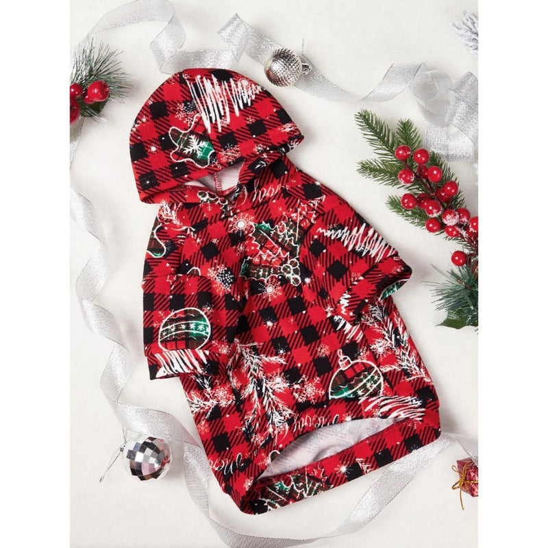 PETSIN Christmas Plaid Print Pet Hoodie