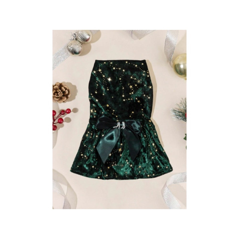 PETSIN Dark Green Starry Formal Pet Dress