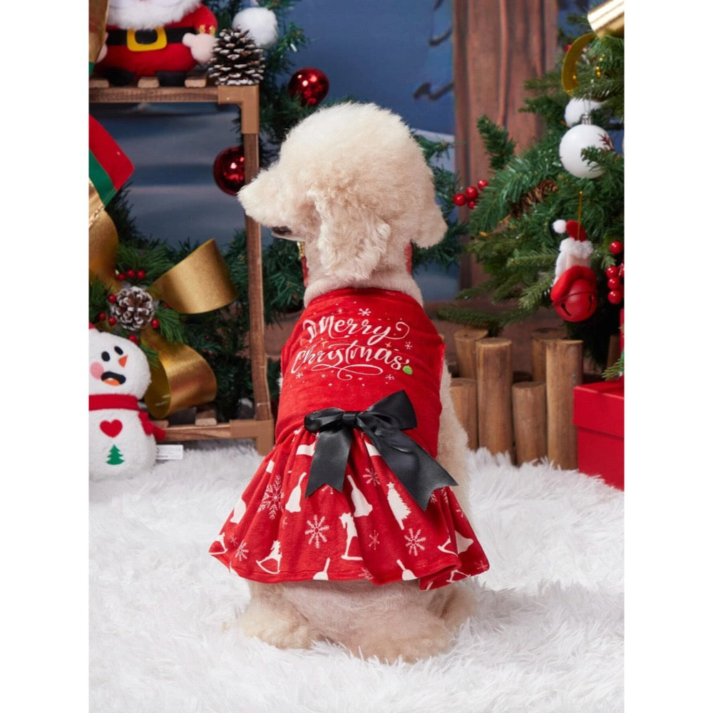 Cute Bone Merry Christmas Pet Dress