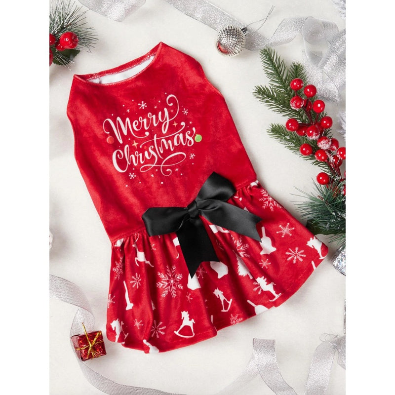 Cute Bone Merry Christmas Pet Dress