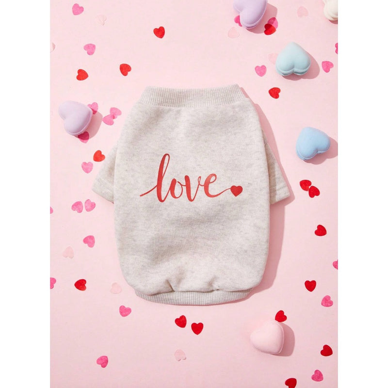 PETSIN Valentine's Day Love Print Gray Pet Sweatshirt