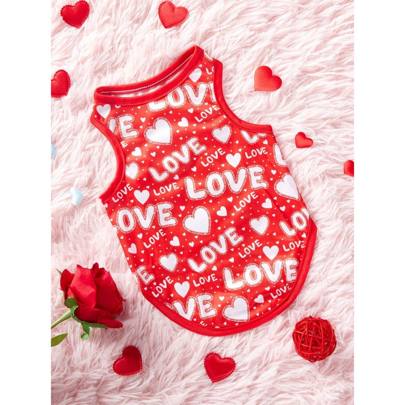 PETSIN Valentine's Day Heart Patterned 'Love' Letter Printed Pet Vest