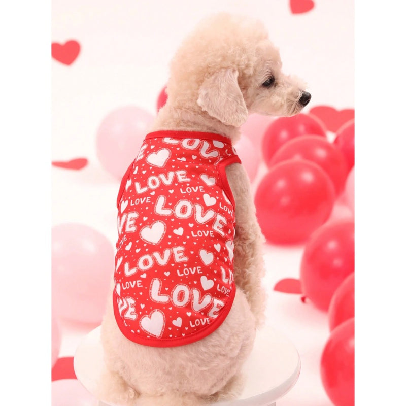 PETSIN Valentine's Day Heart Patterned 'Love' Letter Printed Pet Vest