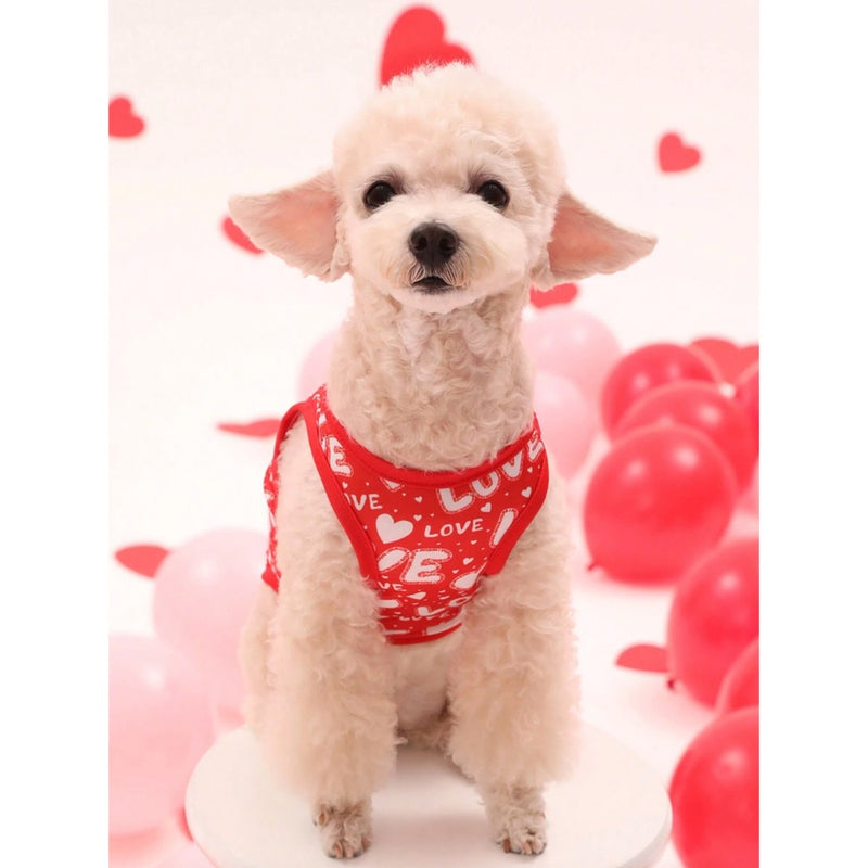 PETSIN Valentine's Day Heart Patterned 'Love' Letter Printed Pet Vest