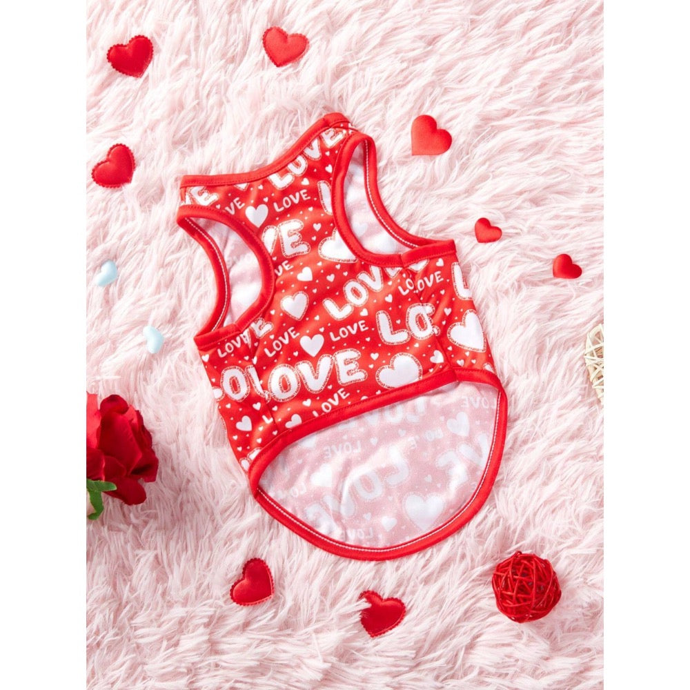 PETSIN Valentine's Day Heart Patterned 'Love' Letter Printed Pet Vest