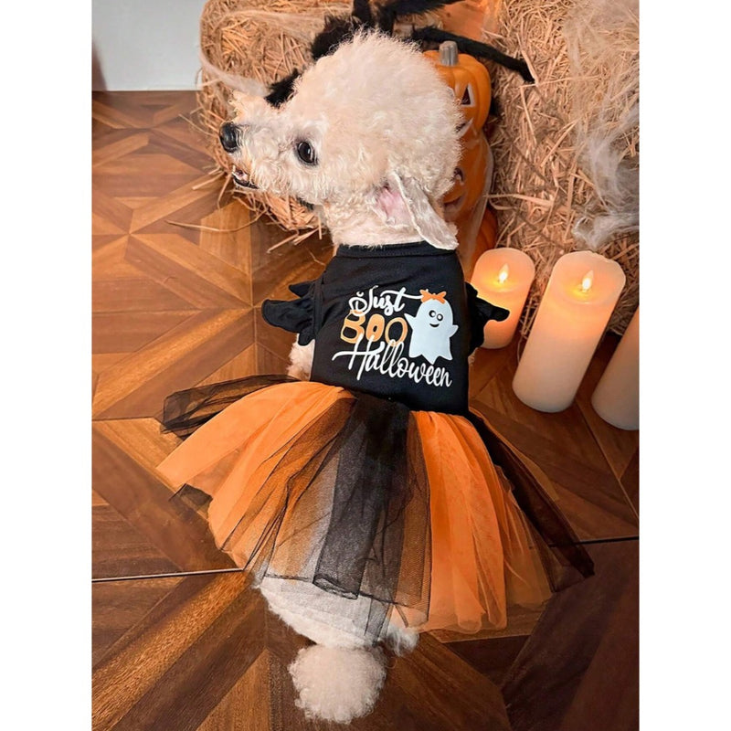 Petsin Ghost Print Pet Halloween Dress