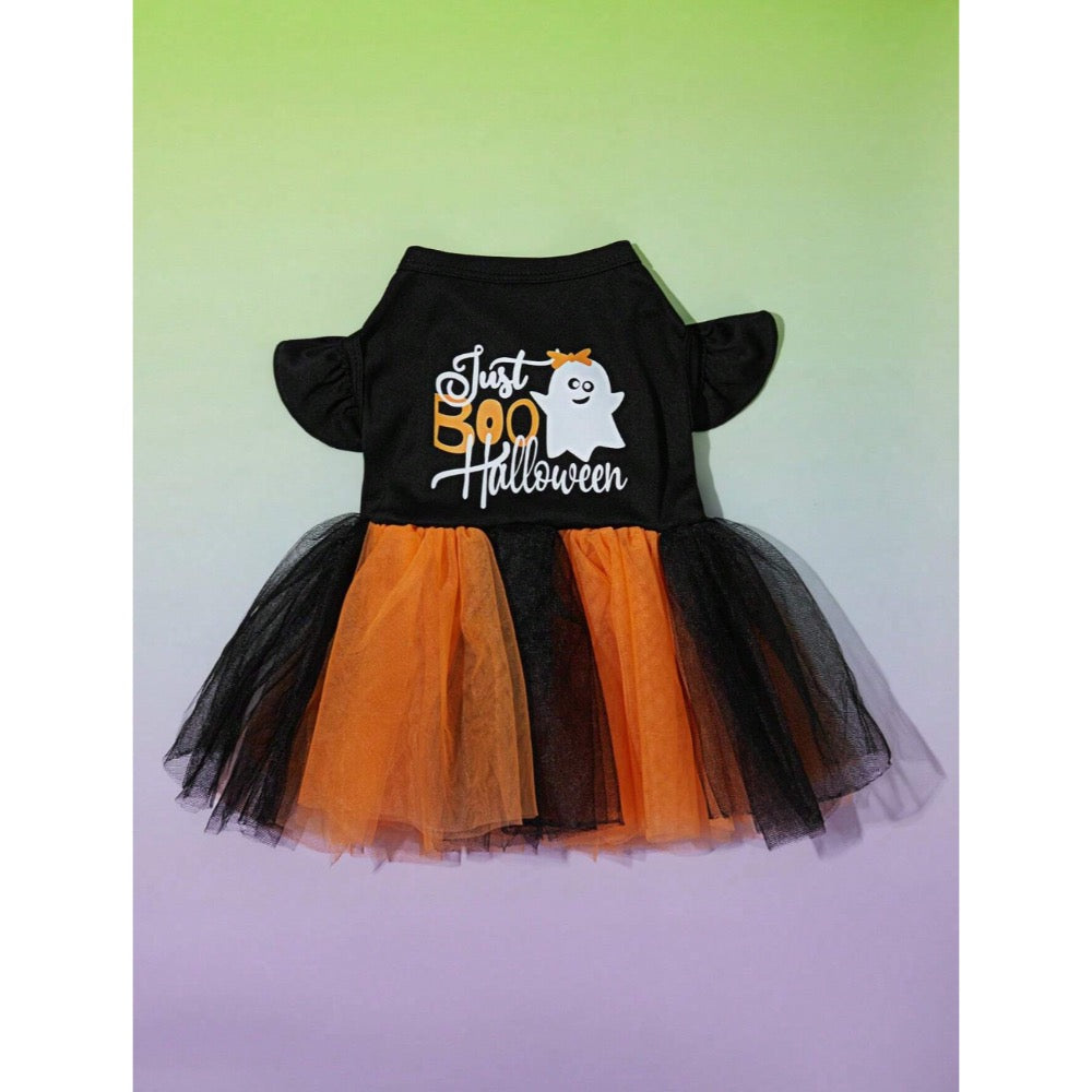 Petsin Ghost Print Pet Halloween Dress