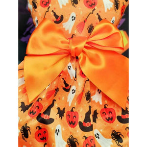 Petsin Halloween Pumpkin Cute Bow Pet Dress