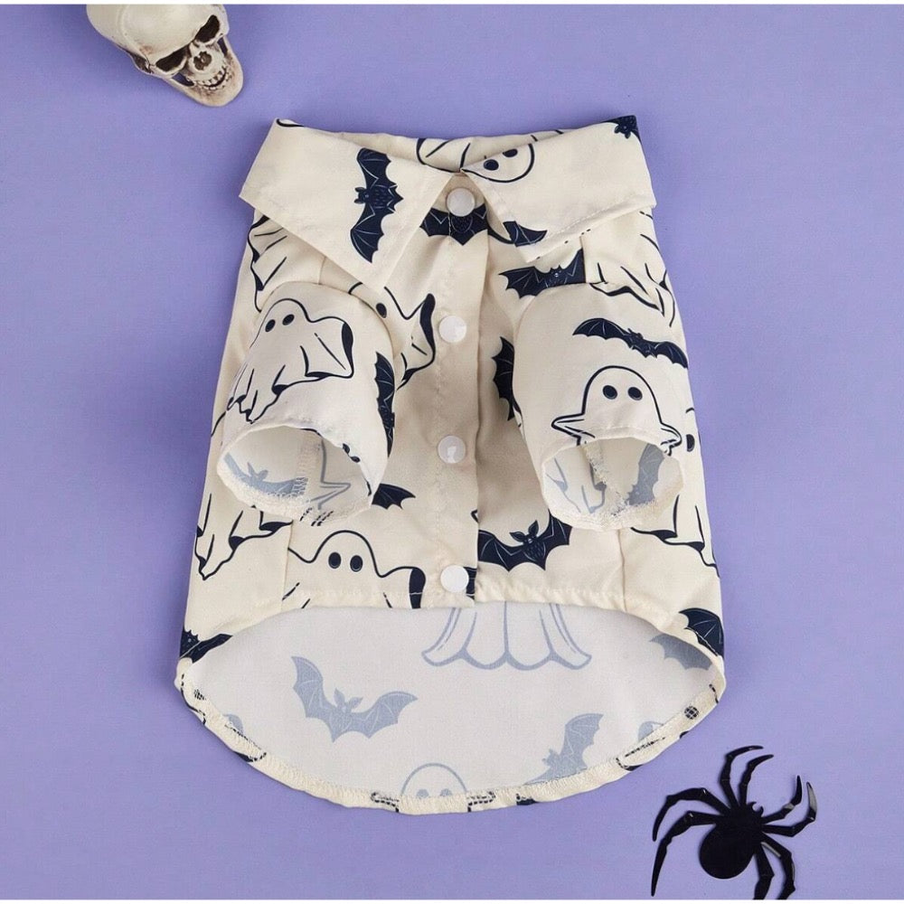 Spice Paws Halloween Ghost/Bat Printed Shirt For Cats And Dogs