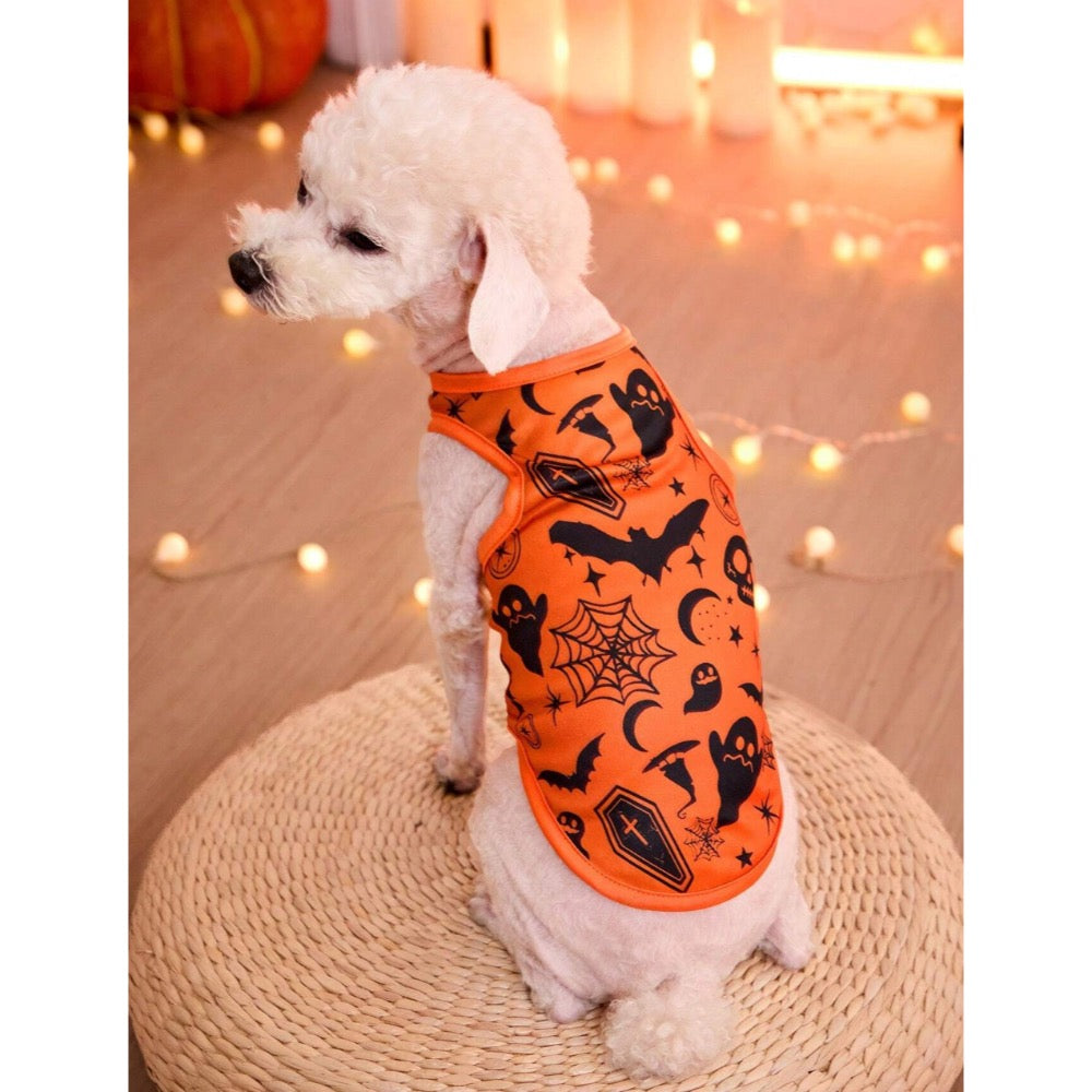 PETSIN Halloween Bat & Spider Web Print Pet Vest