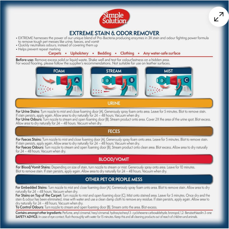 Simple Solutions Extreme Stain & Odor Remover - 32fl.0z