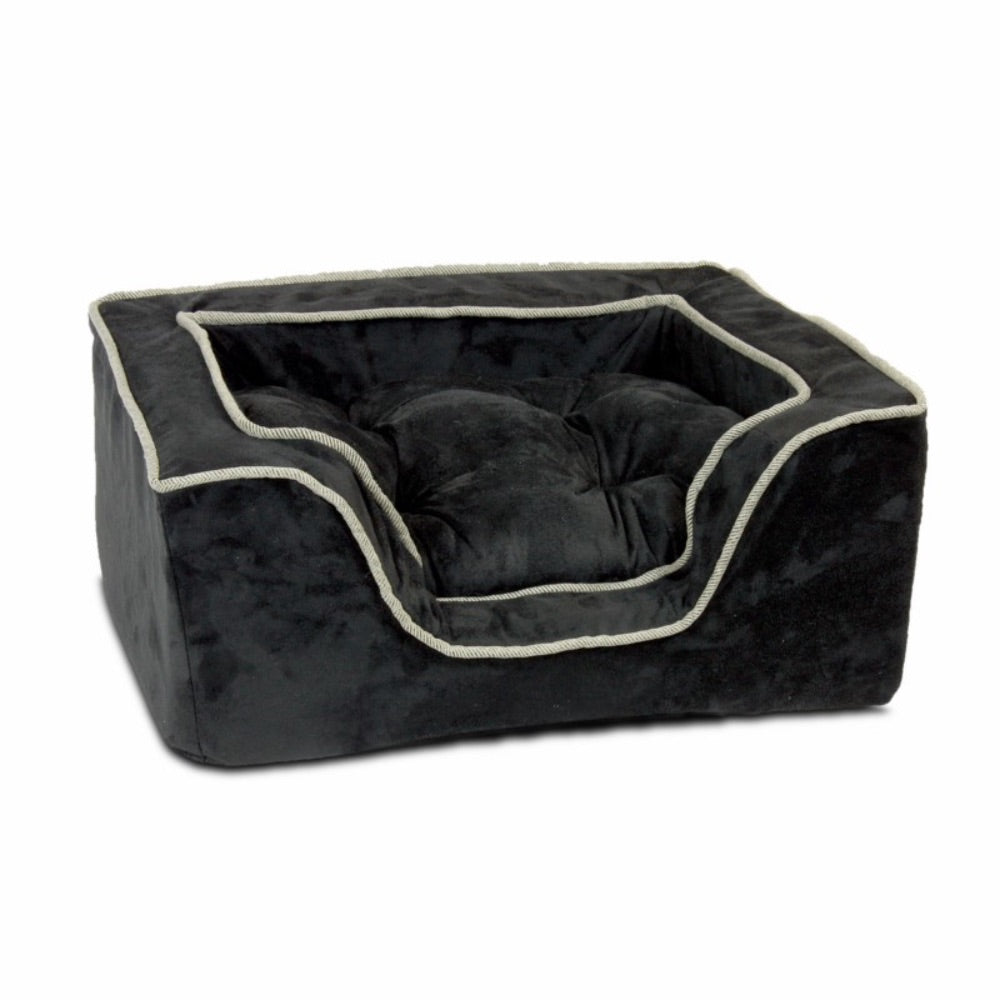Snoozer Luxury Square Dog Bed with Microsuede - Antracite Black