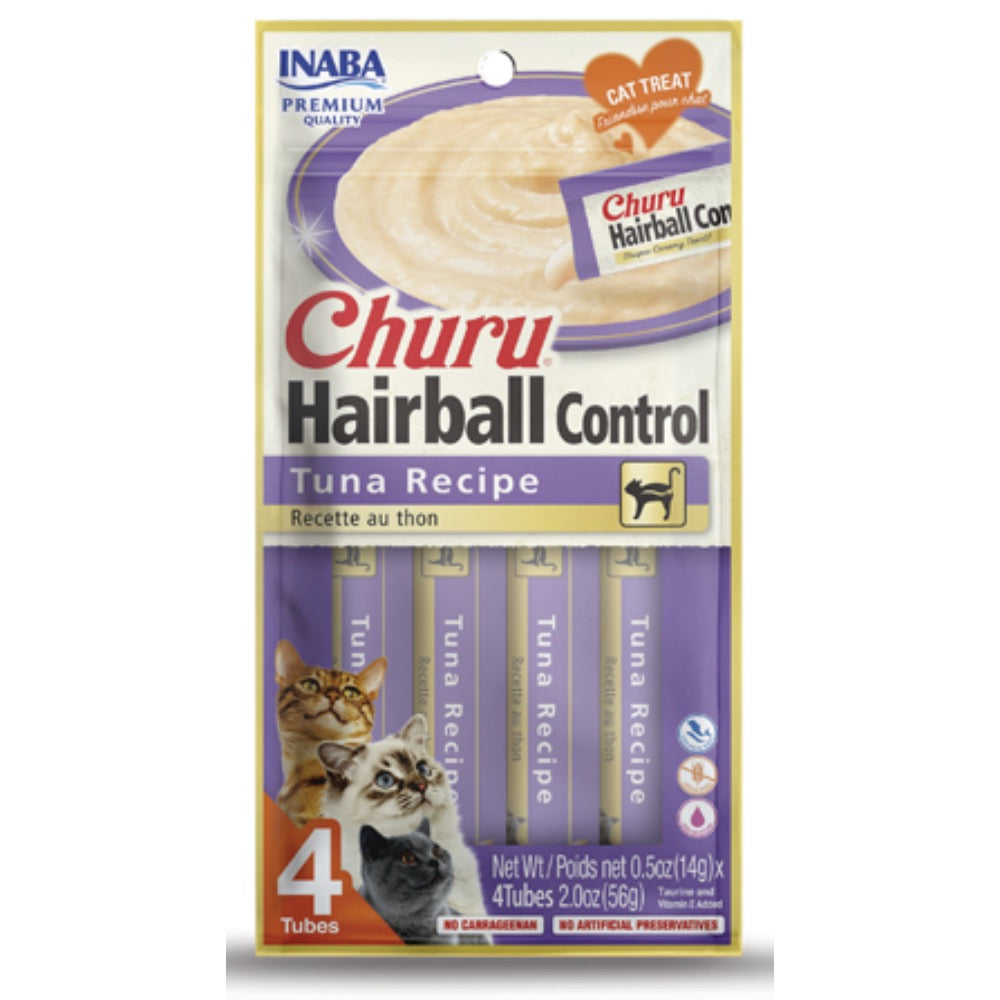 Inaba CHURU HAIRBALL CONTROL Tuna Recipe - 1 Pack, 4 Tubes