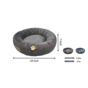 Pet Perfect Round Textured Faux Fur Bed- Large