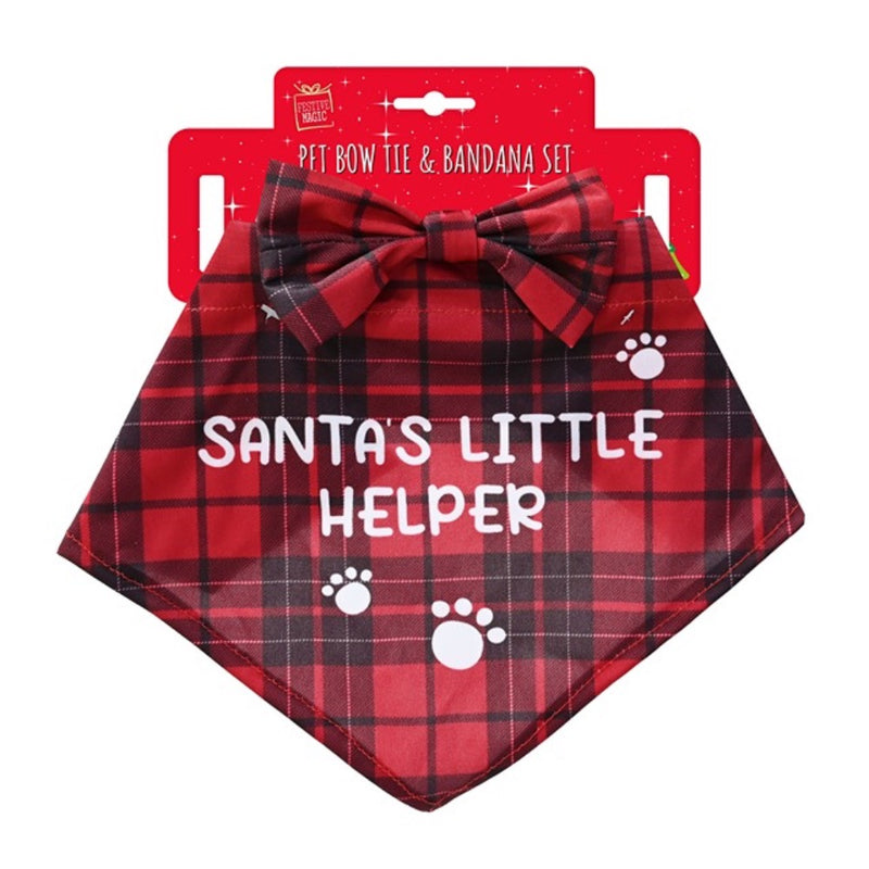 Festive Magic Pet Bow Tie and Bandana Set- Large