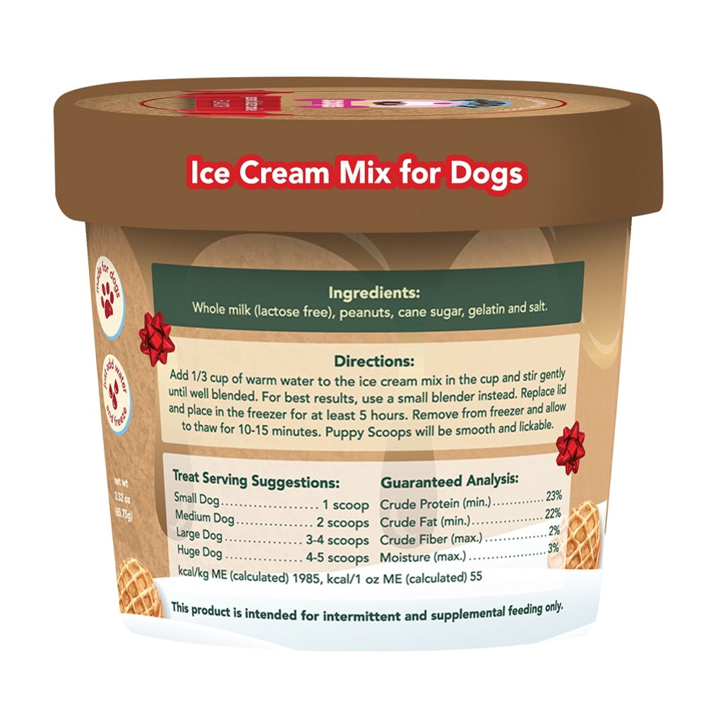 Puppy Scoops Peanut Butter Cookie Holiday Ice Cream- 2.32oz