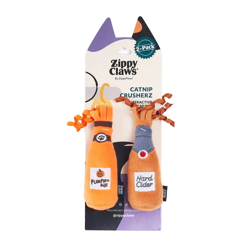 ZippyClaws Halloween Catnip Crusherz 2-Pack – Hard Cider & Pumpkin Ale