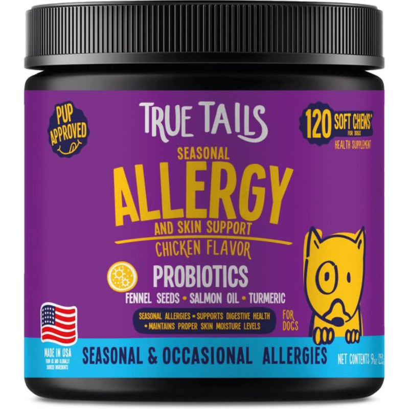 True Tails Seasonal Allergy and Skin Support for Dogs- 9oz Jar (120 Count)